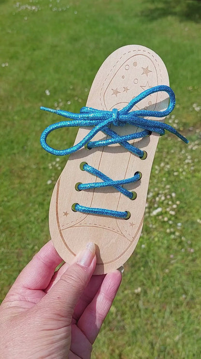 Snørebånd - Glitter Aqua Blå - Rund - 114 cm