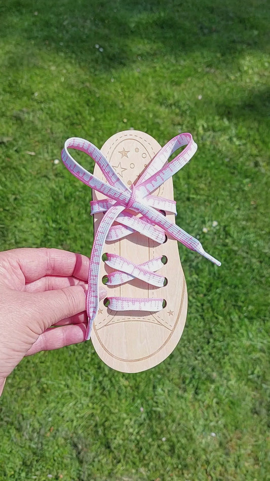 Snørebånd - Ice cream Pink/Hvid - Flad - 120 cm