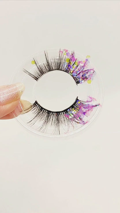 Lavender Haze øjenvipper - 8mm - Luksuriøse m. Lilla glimmer (reusable 25x)