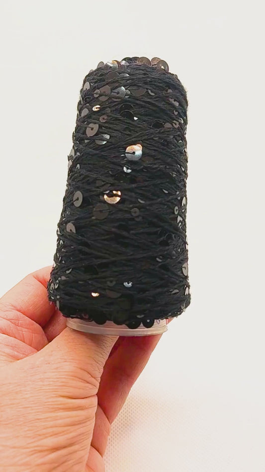 Yarn - 50g - Touch of Sparkle - Black with black sequins