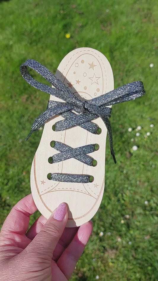 Shoelaces - Glitter Black Silver blend - Flat - 100 cm