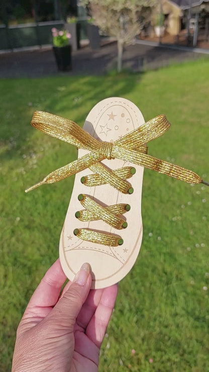 Snørebånd - Glitter Gold - Flad - 120 cm
