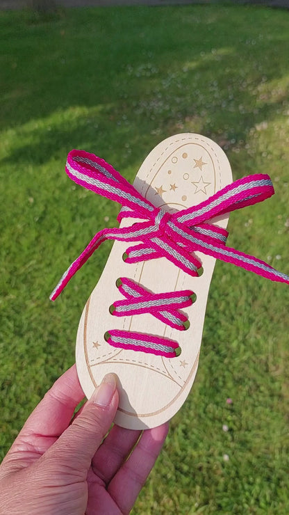 Shoelaces - Hot Pink with Silver Glitter Stripe - Flat - 114 cm