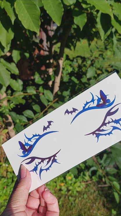 Tattoo - Halloween - Bat #3 - Blue/Black/Purple - CMYK