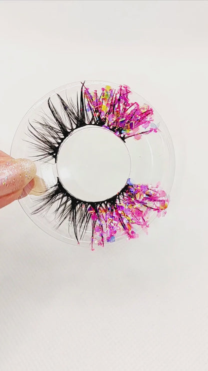 Cosmo Crush øjenvipper - 8mm - Luksuriøse m. Pink & Lilla glimmer (reusable 25x)