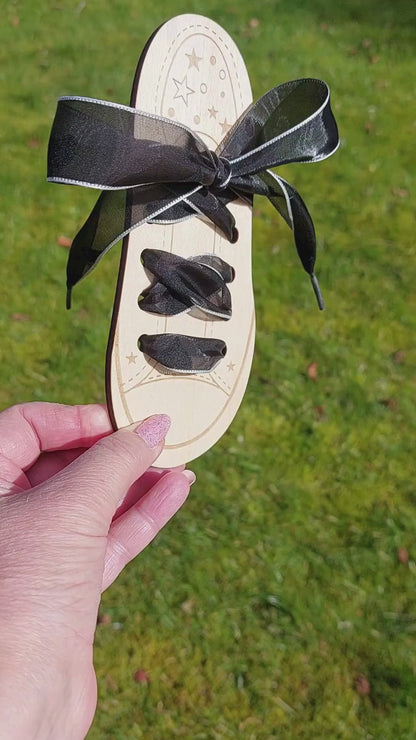 Shoelaces - Chiffon ribbon - Black w. black hearts - 120 cm