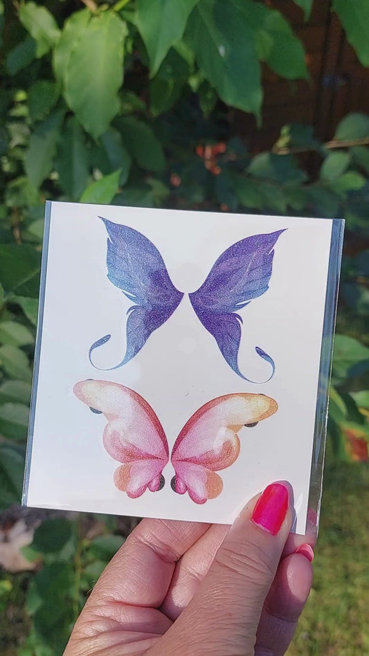 Tatovering - Butterflies #1 - Shimmer - Blå/Lilla/Pink- Metallisk