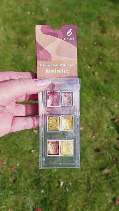 Watercolor paints - Metallic - 6 colours