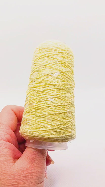 Garn - 50g - Touch of Sparkle - Gul med transparente pailletter