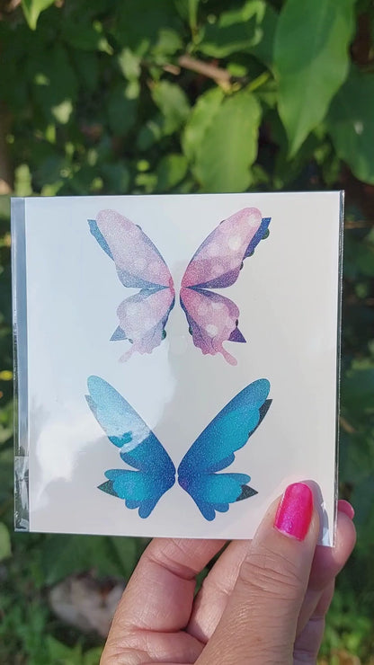 Tatovering - Butterflies #2 - Shimmer - Pink/Lilla/Blå/Grøn - Metallisk