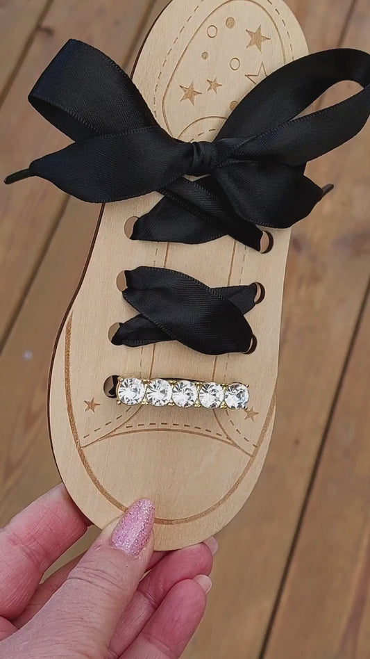 Shoelace Charms - Rhinestones - Clear/Gold