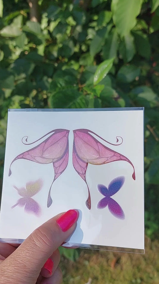 Tatovering - Faery Wings - Shimmer - Pink/Brun/Fersken - Metallisk