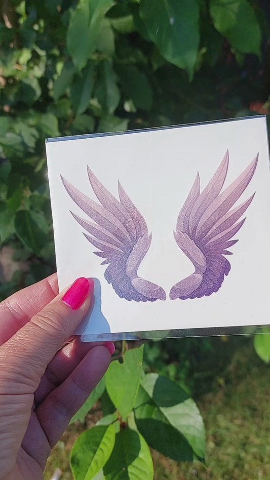 Tatovering - Angel Wings - Shimmer - Lilla - Metallisk