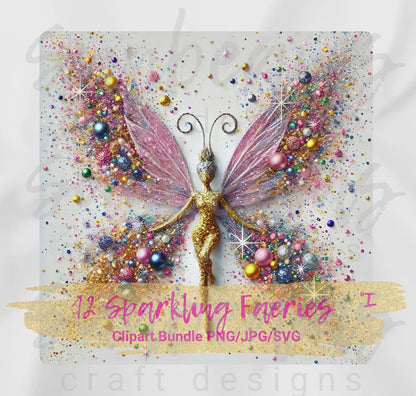 Clipart: 12 Sparkling Faeries I - Digital Image Bundle