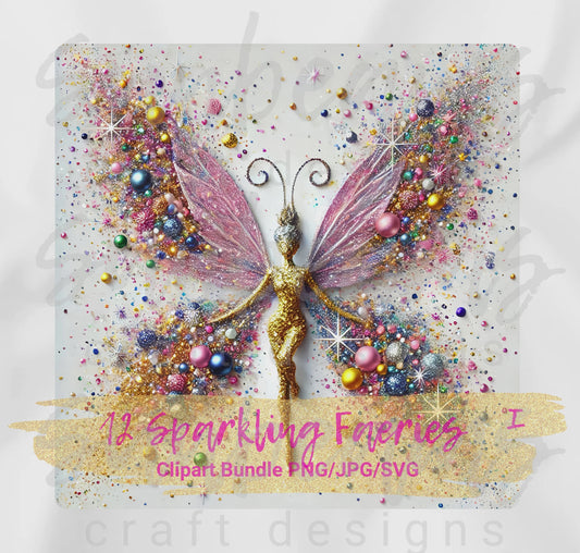 Clipart: 12 Sparkling Faeries I - Digital Image Bundle
