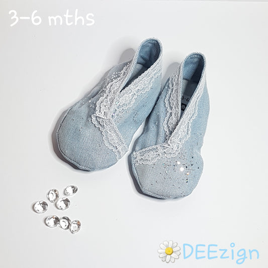 GLITTER BLUES - Baby Slippers (3-6 mths)