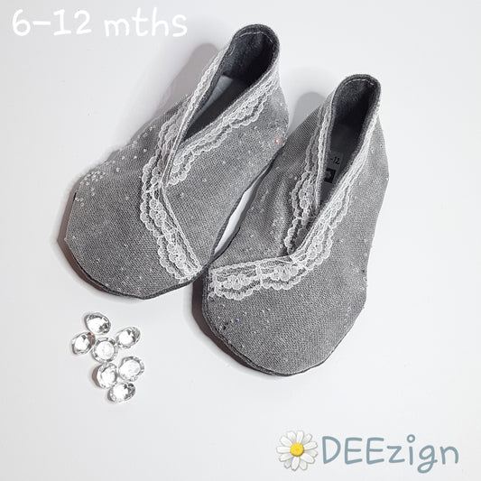 GLITTER SHADES OF GREY - Baby Slippers (6-12 mths)