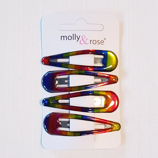 Molly & Rose - Hårklemmer 4 stk. - Regnbue-farvet