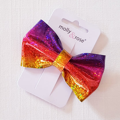 Molly & Rose - Hårklemme 1 stk. - Regnbue-farvet Sløjfe