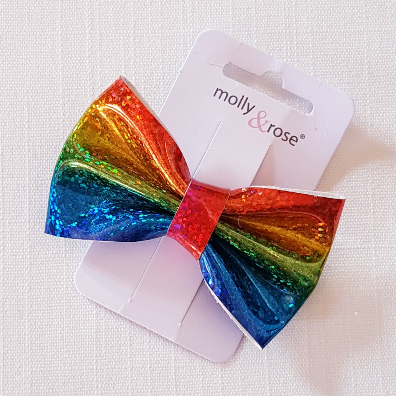 Molly & Rose - Hårklemme 1 stk. - Regnbue-farvet Sløjfe