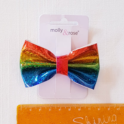 Molly & Rose - Hårklemme 1 stk. - Regnbue-farvet Sløjfe