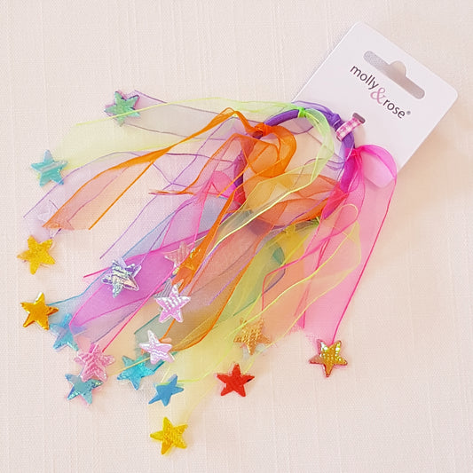 Molly & Rose - Hair elastic 1 pc. - Rainbow-colored chiffon with stars
