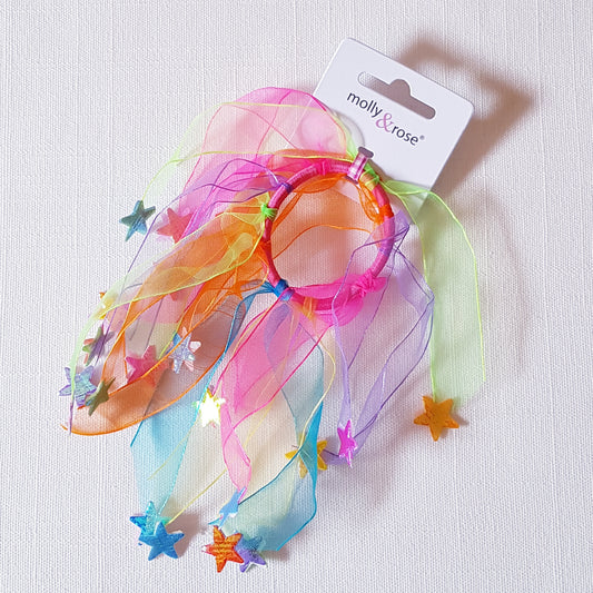 Molly & Rose - Hair elastic 1 pc. - Rainbow-colored chiffon with stars