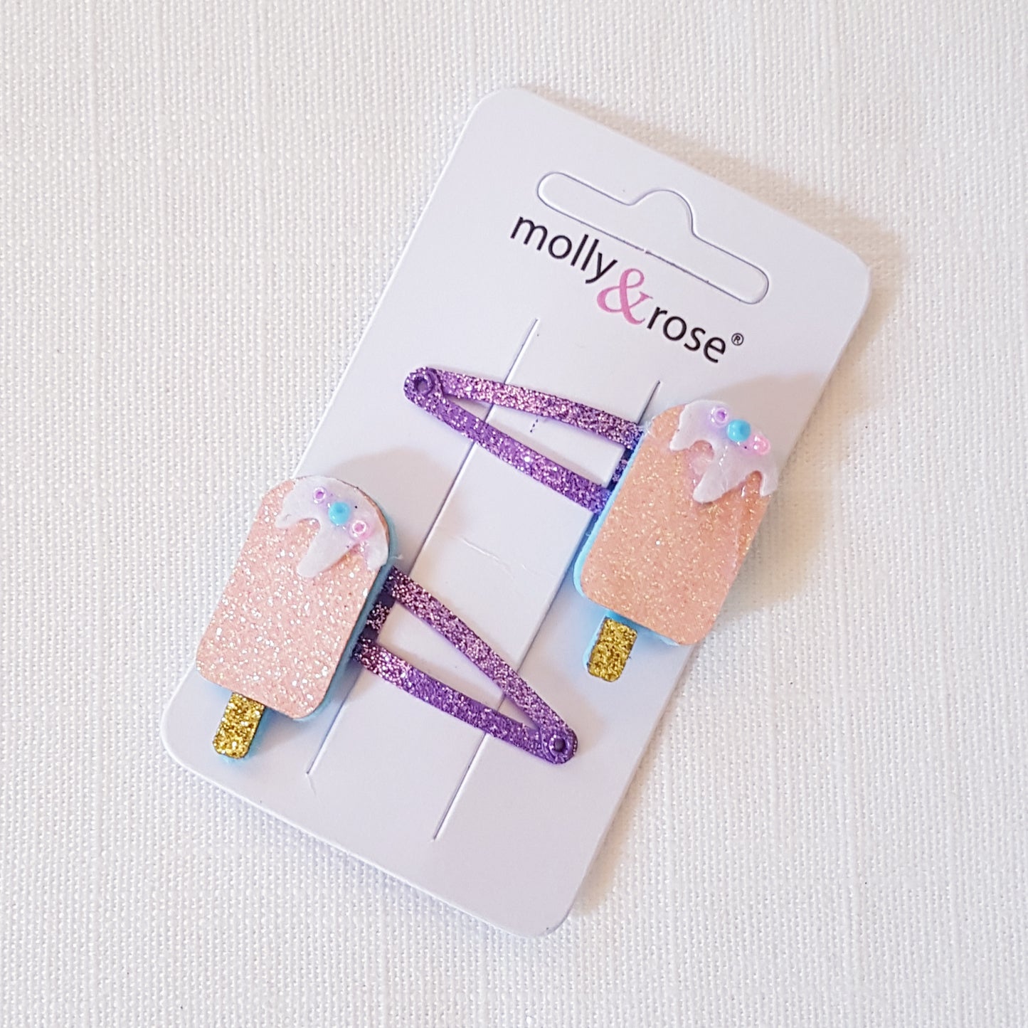 Molly & Rose - Hair clips 2 pcs. - Popsicle/Ice Cream Glitter