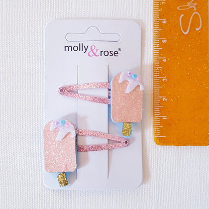 Molly & Rose - Hair clips 2 pcs. - Popsicle/Ice Cream Glitter