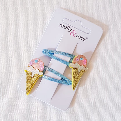 Molly & Rose - Hair clips 2 pcs. - Popsicle/Ice Cream Glitter