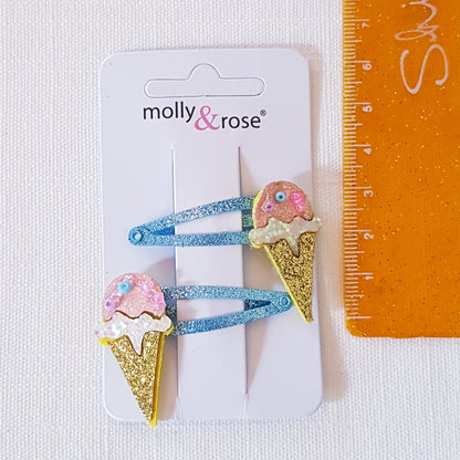 Molly & Rose - Hair clips 2 pcs. - Popsicle/Ice Cream Glitter