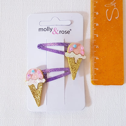 Molly & Rose - Hair clips 2 pcs. - Popsicle/Ice Cream Glitter