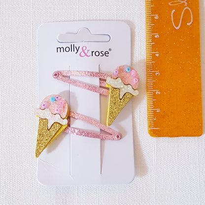Molly & Rose - Hair clips 2 pcs. - Popsicle/Ice Cream Glitter