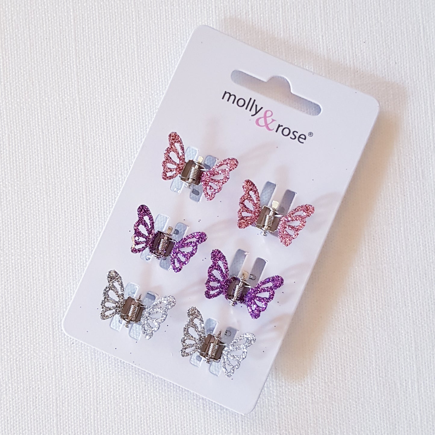 Molly & Rose - Hair clips 6 pcs. - Butterflies Glitter