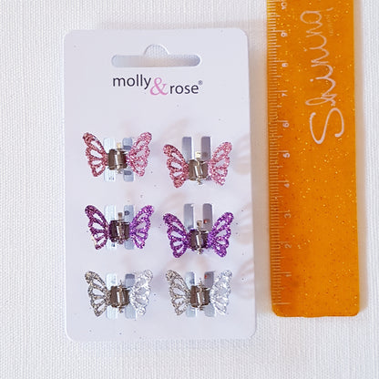 Molly & Rose - Hair clips 6 pcs. - Butterflies Glitter