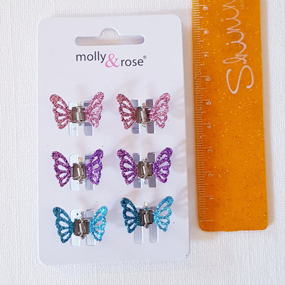 Molly & Rose - Hårklemmer 6 stk. - Sommerfugle Glimmer