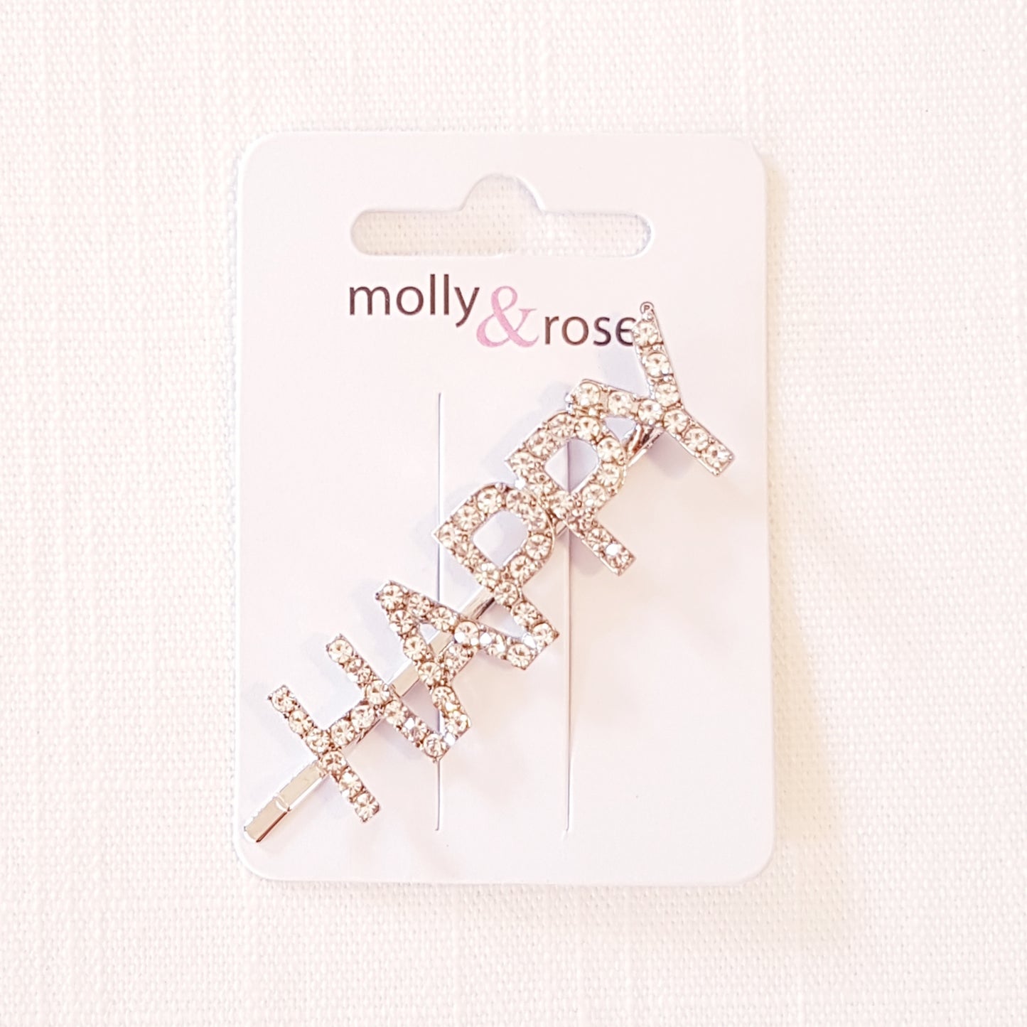 Molly & Rose - Hair clip 1 pc. - Diamond/Crystal word - HAPPY