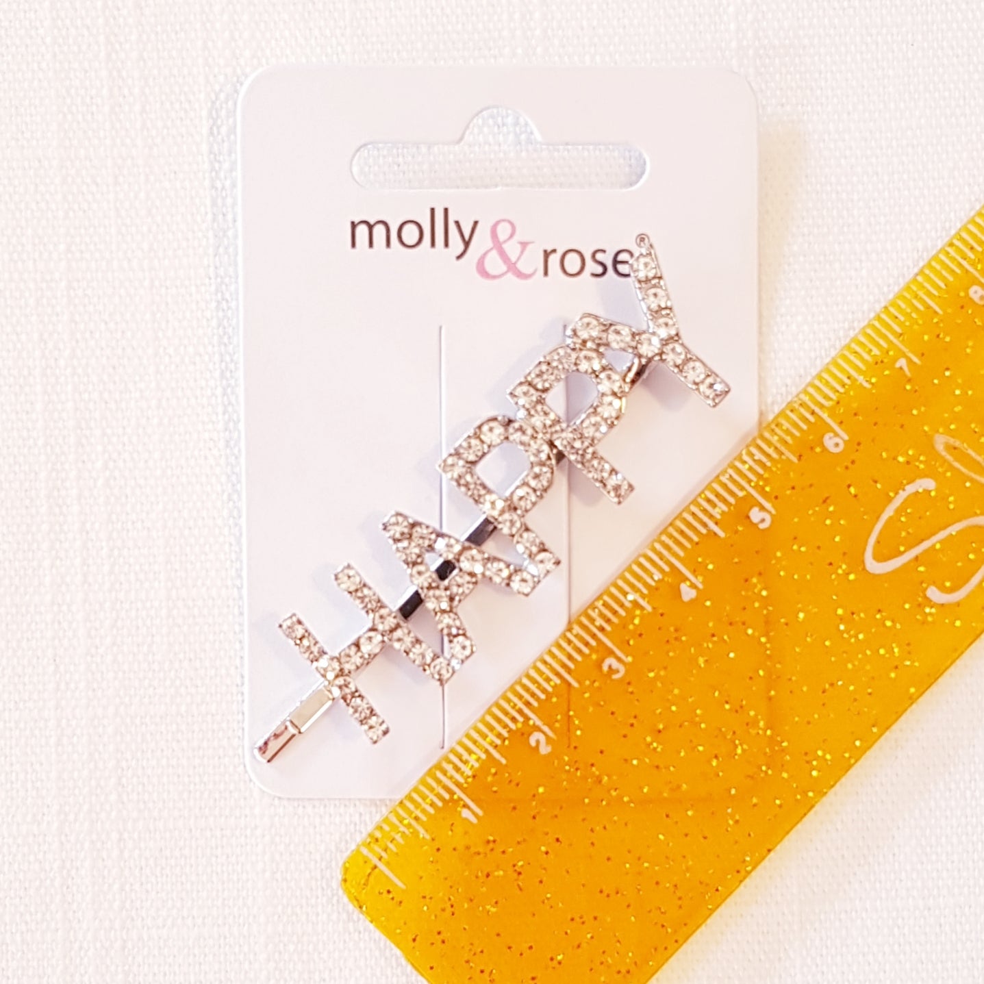 Molly & Rose - Hair clip 1 pc. - Diamond/Crystal word - HAPPY