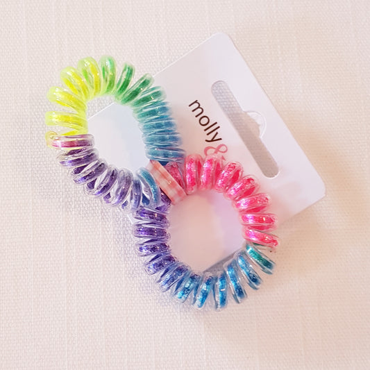 Molly & Rose - Hårelastikker 2 stk. - Regnbue-farvet spiraler