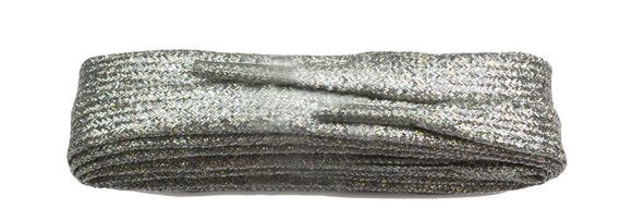 Snørebånd - Glitter Silver - Flad - 100 cm