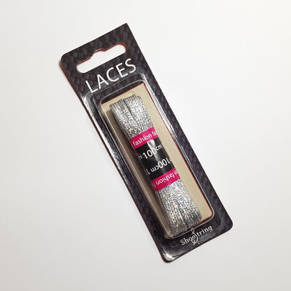 Shoelaces - Glitter Silver - Flat - 100 cm