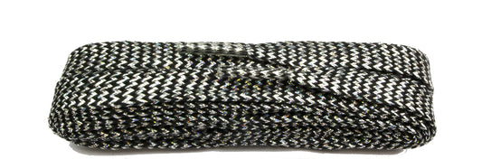 Snørebånd - Sort med Sølv Glitter - Flad - 100 cm