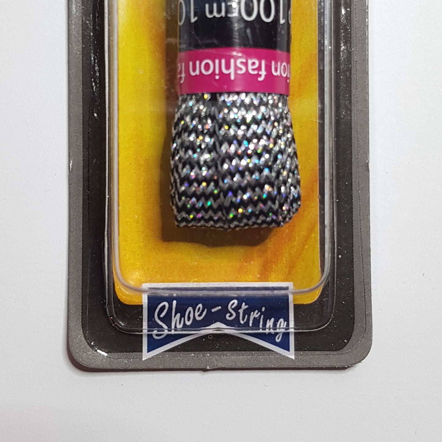 Snørebånd - Sort med Sølv Glitter - Flad - 100 cm
