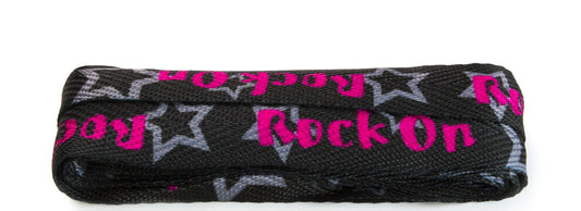 Snørebånd - Rock On - Sort & Hot Pink - Flad - 100 cm