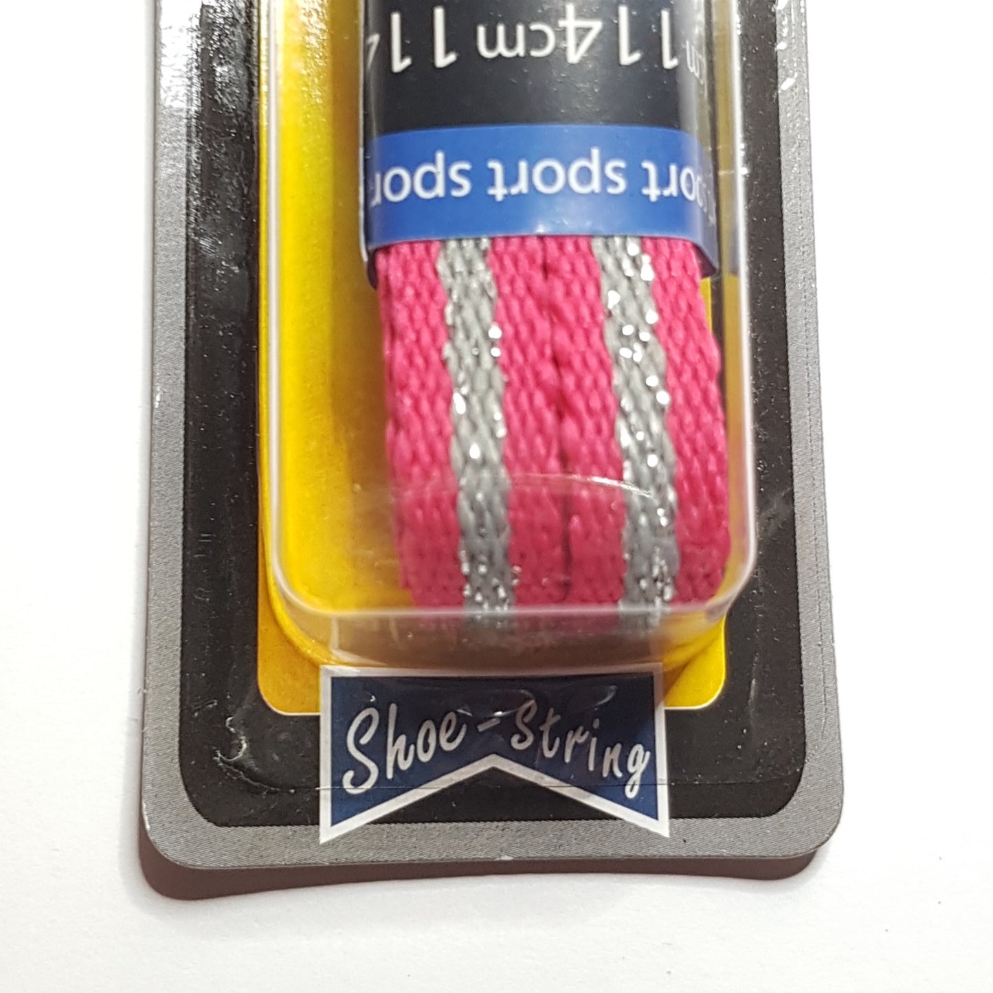 Shoelaces - Hot Pink with Silver Glitter Stripe - Flat - 114 cm