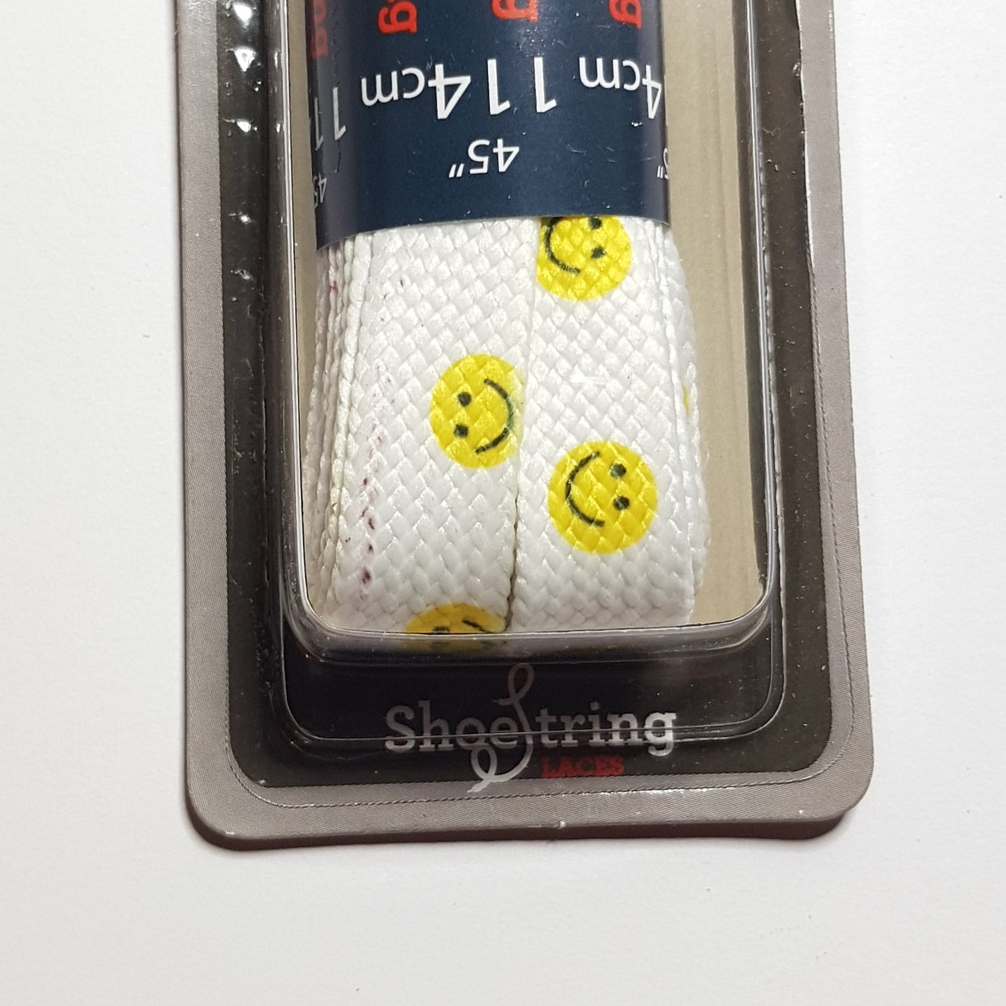 Snørebånd - Smiley - Hvid - Flad - 114 cm