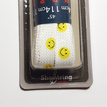 Snørebånd - Smiley - Hvid - Flad - 114 cm