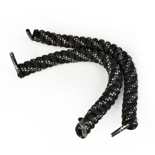 Shoelaces - Vizi - Black with Silver Glitter - Spiral - 120 cm