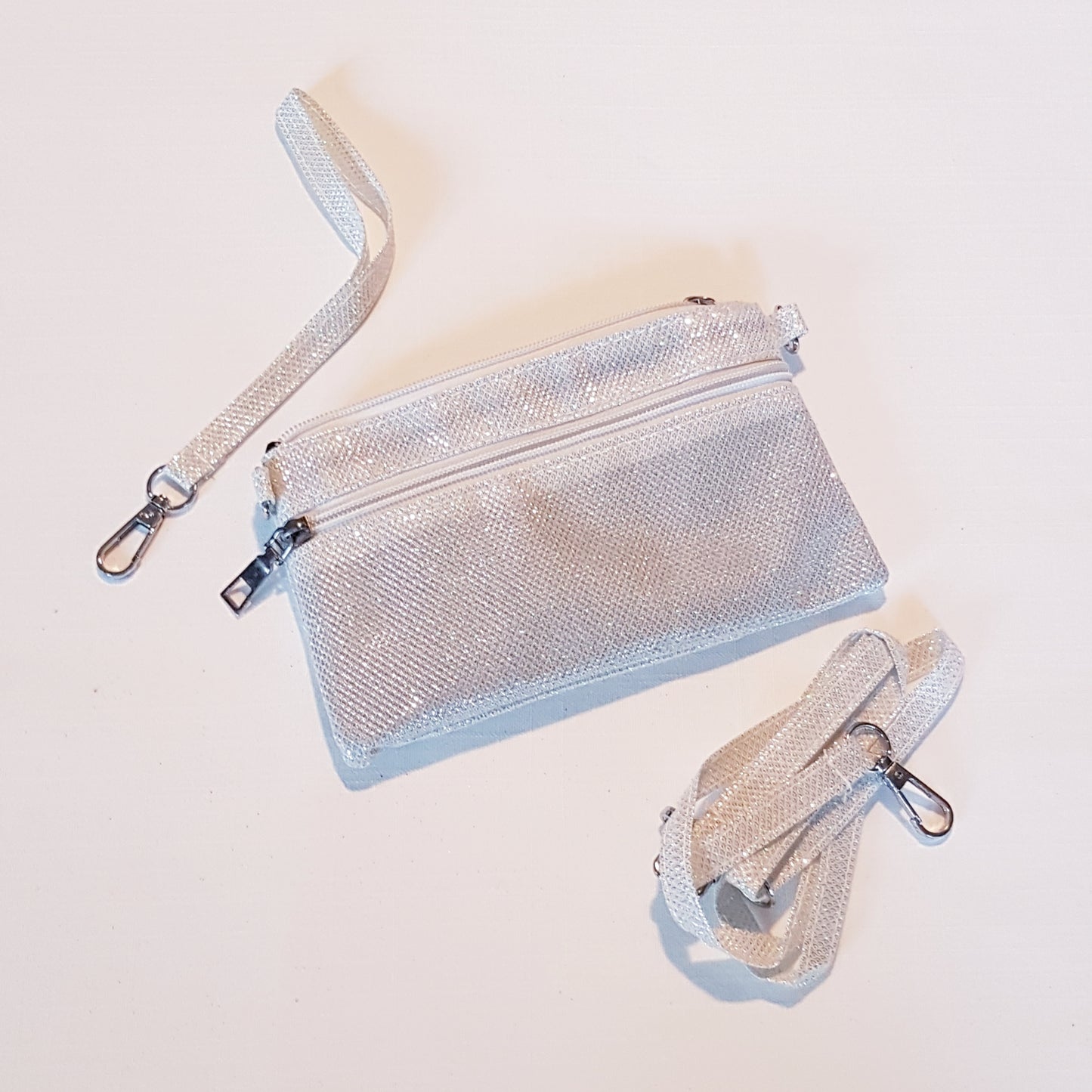 Clutch Taske - Hvid Glitter