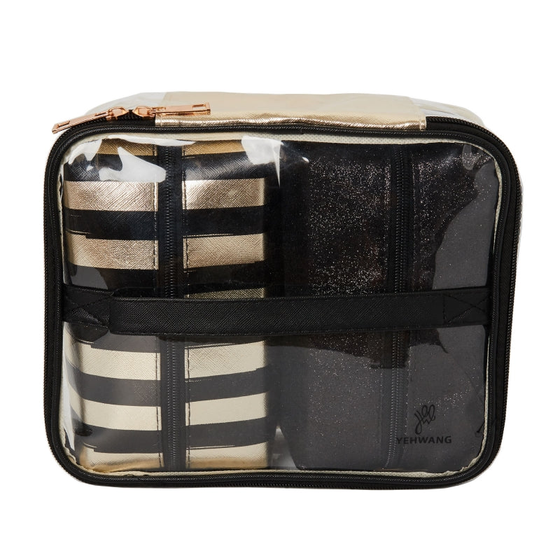 Set of 3 make-up bags - Combi Glitter Black & Gold